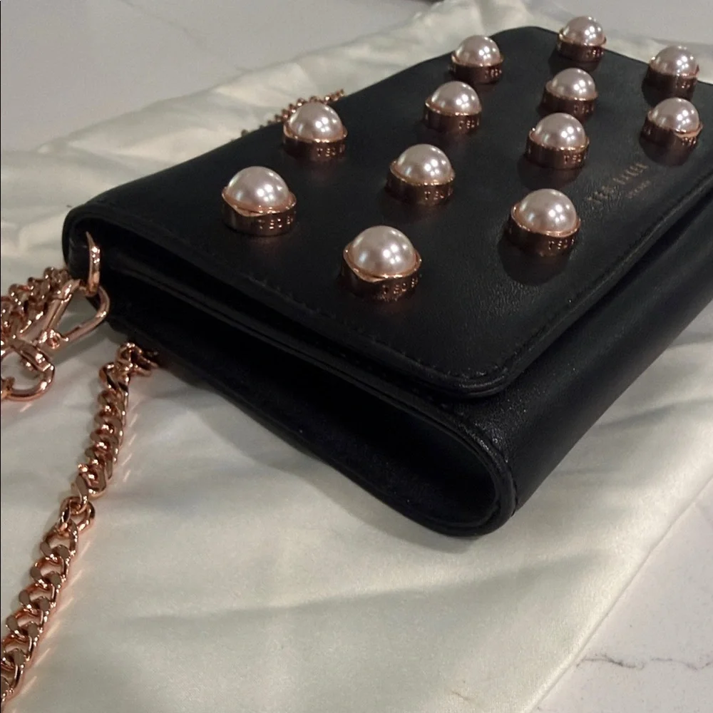 Ted Baker Black Pearl-Stud Bag Rose Gold + Pearls - Picture 12 of 16